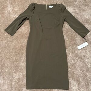 NWT women’s Olive green fitted Calvin Klein dress.